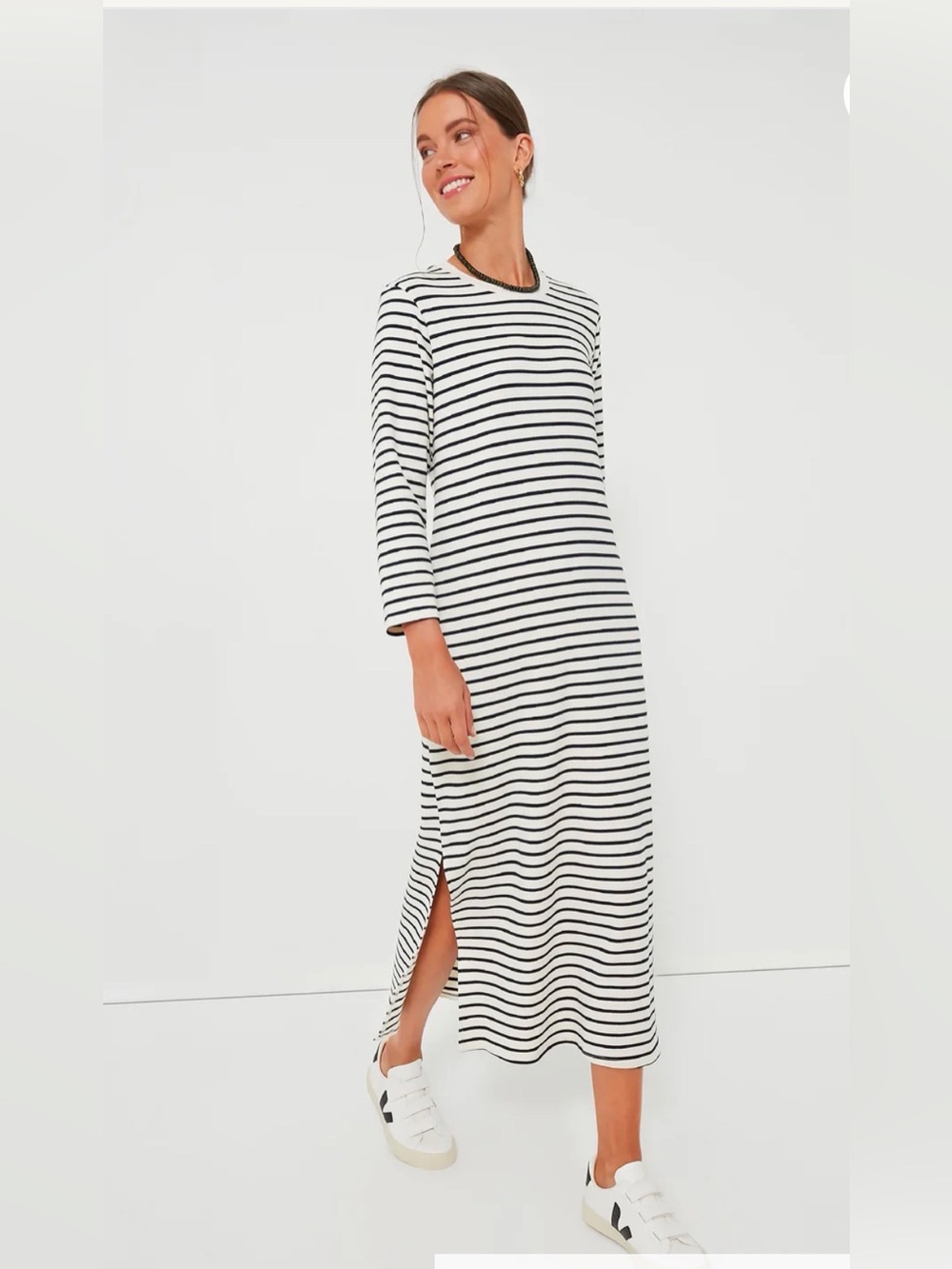 Tuckernuck Pomander Place Gio Striped Maxi Dress Navy White Size L